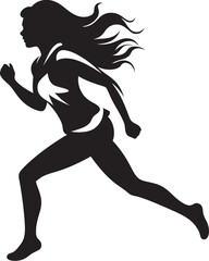 Fototapeta na wymiar Elegant Pace Vector Icon of a Black Woman Running Empowered Strides Black Vector Logo for Running Woman
