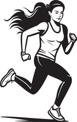 Fototapeta na wymiar Empowered Strides Black Vector Logo for Running Woman Sleek Motion Womans Black Vector Running Icon
