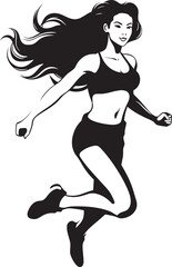 Chic Momentum Black Vector Logo of Running Woman Stylish Velocity Vector Icon of a Black Woman Running