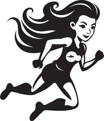 Bold Elegance Black Vector Icon for Running Female Athletic Pace Womans Vector Logo in Black for Running