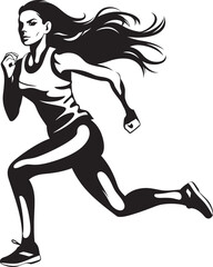 Fototapeta na wymiar Elegant Flow Vector Icon of a Black Woman Running Empowered Motion Black Vector Logo for Running Woman