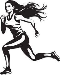 Elegant Flow Vector Icon of a Black Woman Running Empowered Motion Black Vector Logo for Running Woman