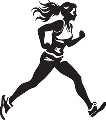 Fototapeta na wymiar Sleek Sprinter Womans Black Vector Running Icon Bold Velocity Black Vector Icon for Running Female