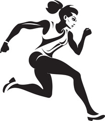Fototapeta na wymiar Athletic Pace Womans Vector Logo in Black for Running Chic Momentum Black Vector Logo of Running Woman