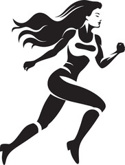 Fototapeta na wymiar Graceful Pace Black Vector Icon for Woman Running Dynamic Performance Womans Black Vector Logo for Running