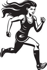 Fototapeta na wymiar Sleek Motion Womans Black Vector Running Icon Bold Flow Black Vector Icon for Running Female