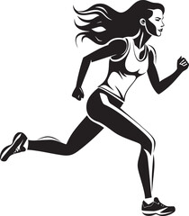 Fototapeta na wymiar Athletic Momentum Womans Vector Logo in Black for Running Chic Sprint Black Vector Logo of Running Woman
