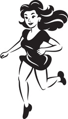 Empowered Motion Black Vector Logo for Running Woman Dynamic Strides Black Vector Logo of Running Athlete