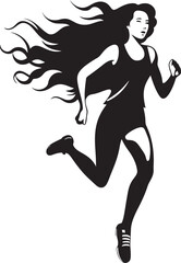 Fototapeta na wymiar Bold Run Vector Icon of a Black Woman in Motion Athletic Elegance Running Womans Logo in Vector