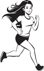 Sleek Agility Vector Icon of a Running Woman in Black Empowered Run Black Vector Running Woman Icon