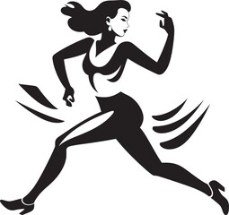 Chic Momentum Black Vector Running Woman Icon Feminine Stride Vector Icon of Running Woman in Black