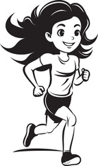 Feminine Stride Vector Icon of Running Woman in Black Stylish Motion Black Vector Logo Design