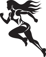 Athletic Elegance Vector Logo of Running Woman Chic Stride Black Vector Running Woman Icon