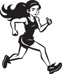 Fototapeta na wymiar Feminine Momentum Vector Icon of Running Woman in Black Stylish Stride Black Vector Logo Design