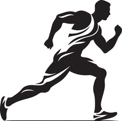 Swift Runner Black Vector Logo of Running Athlete Vigorous Momentum Male Athletes Black Logo