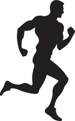 Sturdy Rush Running Athletes Black Icon Accelerated Velocity Black Vector Logo for Male Runner