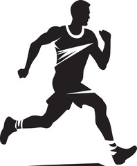 Fototapeta na wymiar Quick Stride Black Vector Icon of Male Runner Impactful Rush Male Black Vector Logo Design