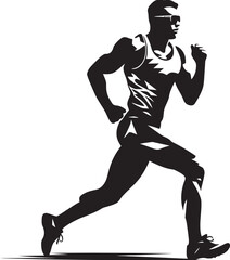 Fototapeta na wymiar Elegant Sprint Running Athletes Black Icon Athletic Rush Black Vector Logo for Male Runner
