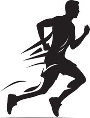 Robust Charge Male Black Vector Logo Design Sturdy Sprint Running Athletes Black Icon