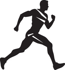 Quick Stride Black Vector Icon of Male Runner Impactful Rush Male Black Vector Logo Design