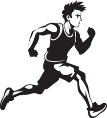 Athletic Rush Black Vector Logo for Male Runner Speedy Momentum Male Persons Black Logo