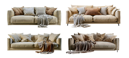 Brown modern sofa isolaed on white - obrazy, fototapety, plakaty