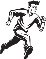 Fototapeta na wymiar Swift Flow Running Mans Black Logo Quick Stride Black Vector Icon of Male Runner