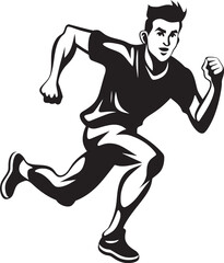 Fototapeta na wymiar Elegant Sprint Running Male Persons Black Icon Athletic Rush Black Vector Logo for Male Runner