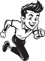 Speedy Momentum Male Persons Black Logo Powerful Stride Black Vector Icon for Male Runner