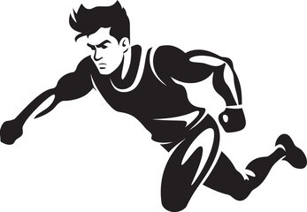 Impactful Rush Male Black Vector Logo Design Elegant Sprint Running Athletes Black Icon