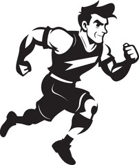 Fluid Motion Running Mans Black Logo Graceful Sprint Black Vector Icon of Male Runner