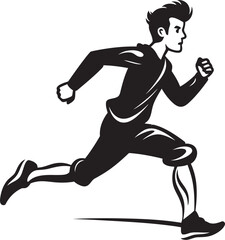 Fototapeta na wymiar Robust Charge Male Black Vector Logo Design Sturdy Sprint Running Athletes Black Icon