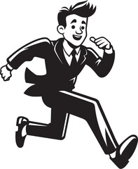 Robust Pace Male Black Vector Icon Design Swift Runner Black Vector Logo of Running Male Figure