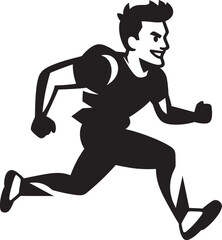 Vigorous Momentum Male Persons Black Logo Sturdy Speed Black Vector Icon for Male Runner