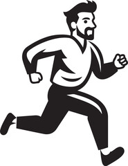 Speedy Momentum Male Persons Black Logo Powerful Stride Black Vector Icon for Male Runner