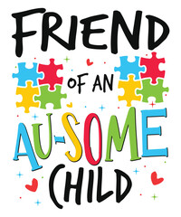 Friend of autism child awareness day autism day child love Autism Awareness SVG, Autism Vector, Autism SVG