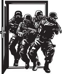 Rapid Response Force Door Kick SWAT Logo Swift Intrusion Black Vector Door Kick Icon