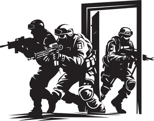Forceful Entry Door Kick Black Vector Icon Rapid Assault SWAT Team Door Kick Emblem