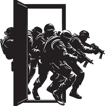 Entry Tactics Black Vector SWAT Team Emblem Forceful Entry Door Kick Black Vector Icon