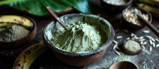 Flour made from green plantains (Musa paradisiaca) - obrazy, fototapety, plakaty