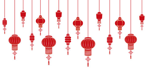 Fototapeta na wymiar Illustration chinese new year of a red and gold chinese lanterns of vector 