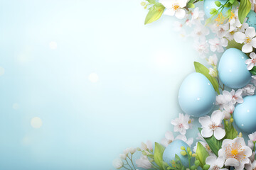 Naklejka na ściany i meble easter background with eggs and flowers