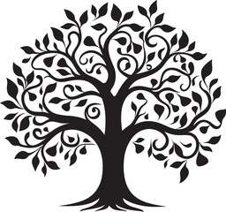 Obraz premium Tranquil Oasis Tree Black Vector Symbol Natures Sentinel Black Vector Tree Mark