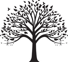 Obraz premium Enchanted Greenwood Black Vector Tree Icon Nurturing Canopy Tree Black Vector Emblem