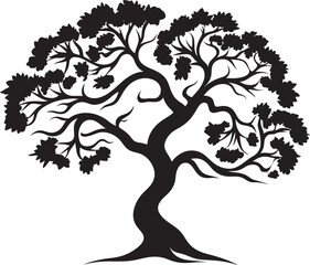 Sylvan Silhouette Black Vector Tree Design Natures Charm Tree Black Vector Symbol