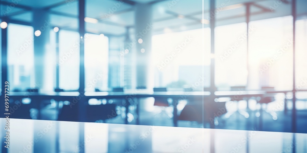 Aufkleber blurred empty open space office. abstract light bokeh at office interior background for design