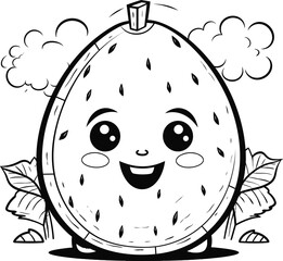Watermelon fruit vector stock, coloring page