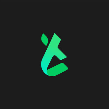 Letter t green leaf icon logo design vector