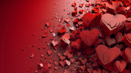 Love background concept with a red heart-shaped object as the basis of the design.