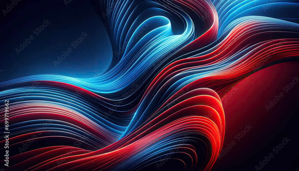Poster abstract background liquid wave with red and blue gradient